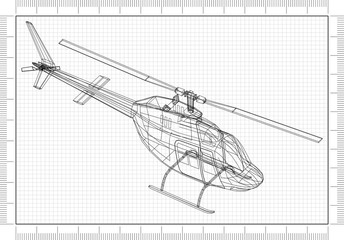 Helicopter 3D blueprint 