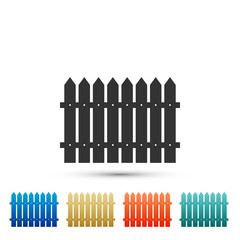 Fence icon isolated on white background. Set elements in colored icons. Flat design. Vector Illustration