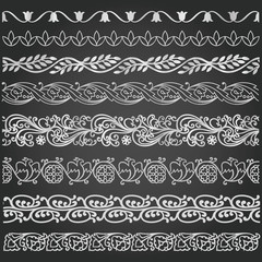 Fototapeta premium Border, lines ornamental vinage set