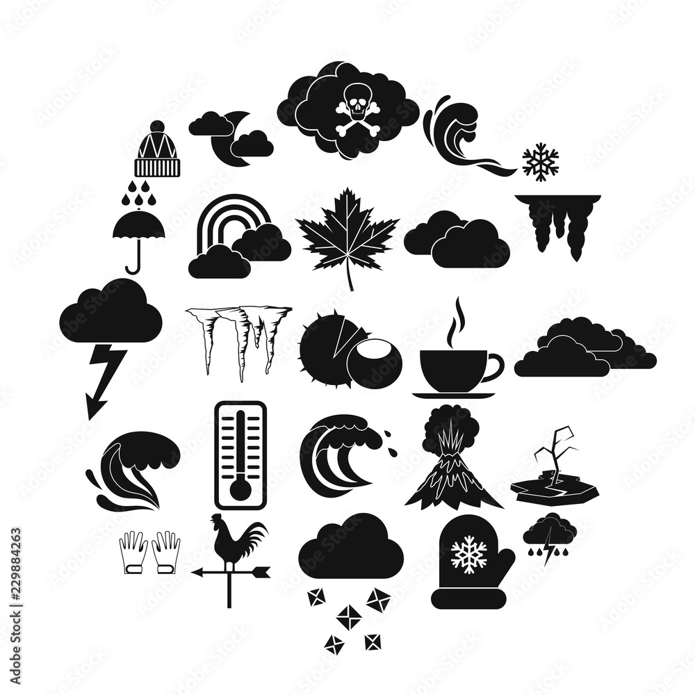 Poster sky icons set. simple set of 25 sky vector icons for web isolated on white background