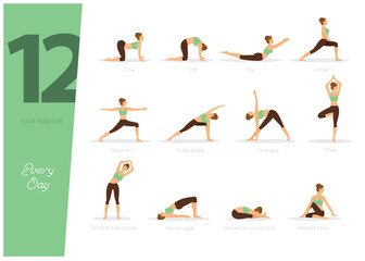 12 Yoga poses for every day - 229885030