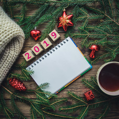 Tinted Christmas picture with 2019 new year