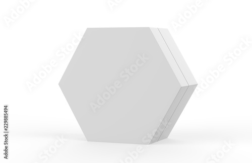 Download Blank White Cardboard Hexagon Packaging Box Mock Up Template On Isolated White Background 3d Illustration Wall Mural Devrawat21