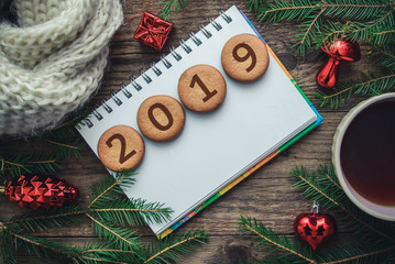 Tinted Christmas picture with 2019 new year