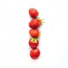 Letter I of the English alphabet from strawberry