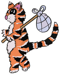 Hobo Adventure Travelling Cat Vector Illustration