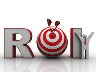 3d rendering Return on Investment - Arrow and Target with man