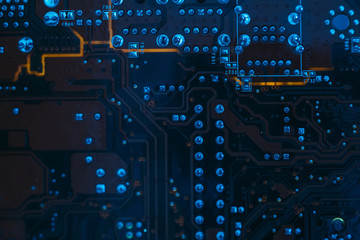 pcb layout. printed circuit board programming and computer technology concept.