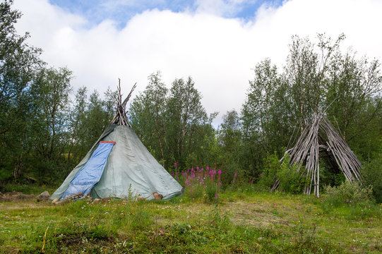 traditional tent and hut  of the sami people