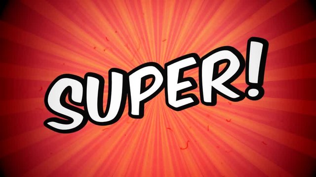 Retro comic exclamation text Super looped animation