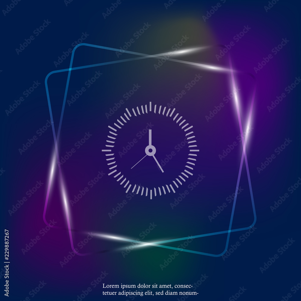 Poster vector neon light image of a clock. vector illustration clock. layers grouped for easy editing illus
