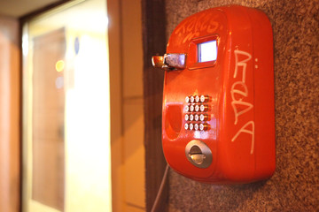 phone orange phone booth street