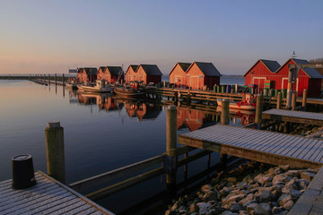 historic fishing harbour Tarnewitz in winter