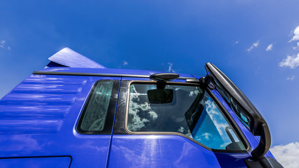 Blue truck cab and blue sky