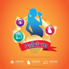 Omega Vitamins Calcium or Nutritions Logo Vector Background Products for Kid