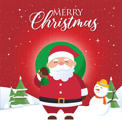 Christmas background with Santa Claus and the inscriptions Merry Christmas