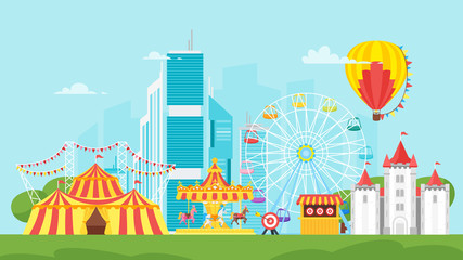 Obraz na płótnie Canvas amusement park carnival for kids