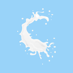 Set of 3D vector milk splash and pouring