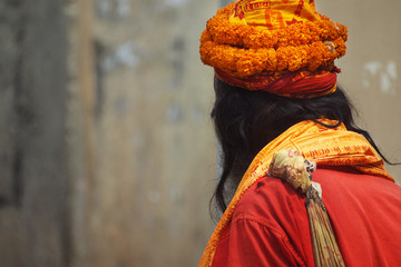 hindu pilgrim going to temple