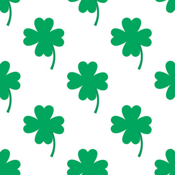 Clover seamless pattern. Green floral element. St. Patrick's day background. Vector illustration.