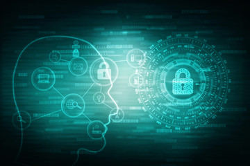 2d illustration Safety concept: Closed Padlock on digital background
