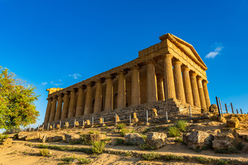 Temple of Concordia, located in the park of the Valley of the Temples in Agrigento, Sicily, Italy