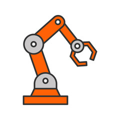 Industrial robotic arm color icon