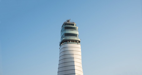 Airport tower in Vienna Austria from departure hall