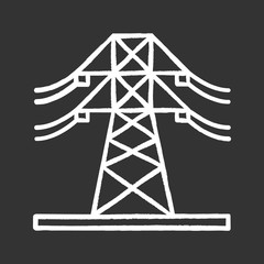 High voltage electric line chalk icon