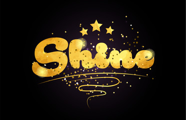 shine star golden color word text logo icon