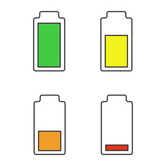 Battery charging color icons set