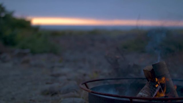 Firepit on the Oregon Coast During a Sunset