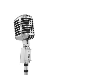 Fototapeta premium 3D Rendering vintage studio microphone isolated on white background
