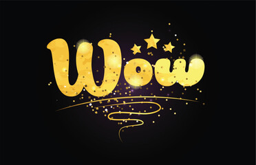 wow star golden color word text logo icon - obrazy, fototapety, plakaty