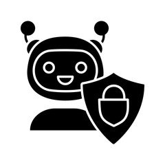 Secured chatbot glyph icon