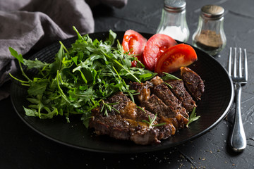 Grilled beef entrecote with vegetables