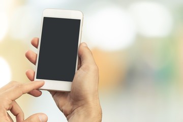 Cell phone blank person using background business