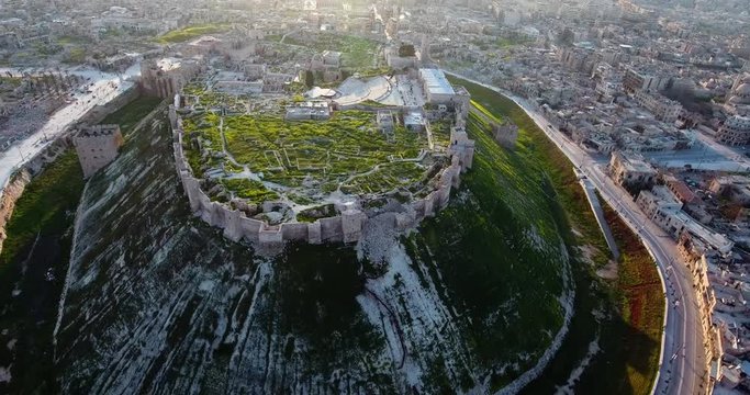 Aerial view of Citadel of Aleppo