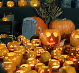 Tokyo, Japan-October 26, 2018: Halloween decoration, Jack-o'-lanterns, displayed in Japan