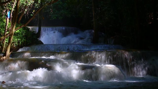 HD Video Amazing waterfall in wonderful autumn forest, beautiful waterfall in rainforest 