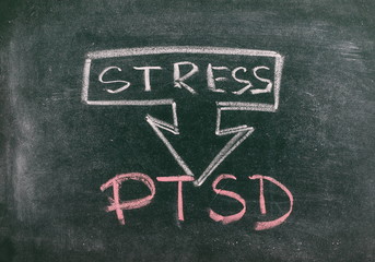 Stress provokes ptsd chalkboard, blackboard background and texture