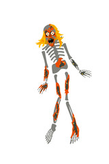 Zombie girl. Cute young woman in style of Dead Monster going for Halloween party. Vector illustration in flat cartoon style on a white background. Element for your design, prints and greeting card.