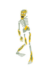 A scary zombie man on an isolated background. Vector illustration in a flat style