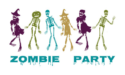 Fototapeta na wymiar illustration of set of different zombie silhouettes isolated