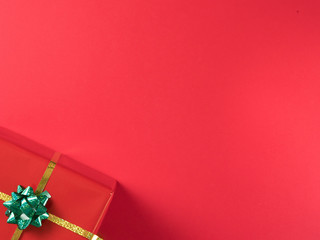 Beautiful Christmas red gif boxe on red background. Elegance style
