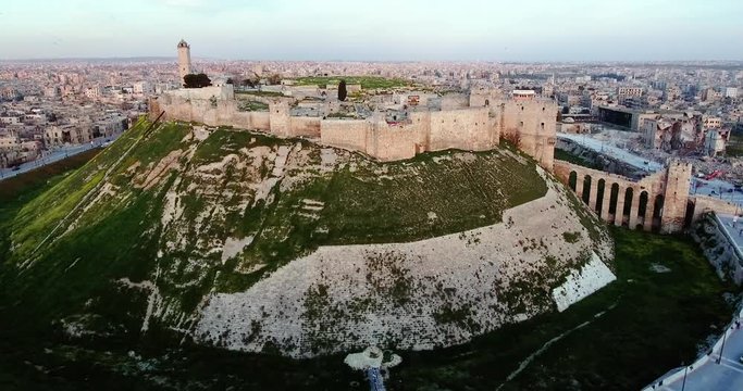 Aerial view of Citadel of Aleppo
