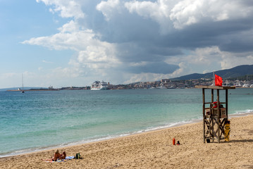 Lifeguard in its watchtower with 