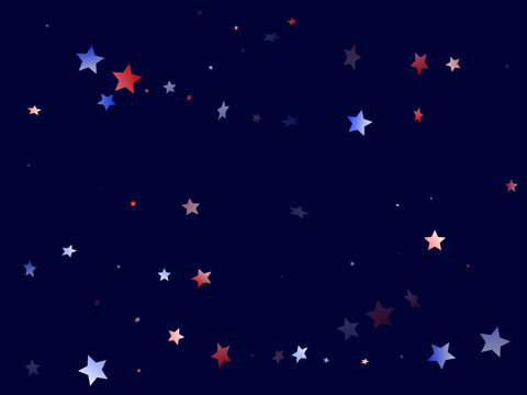 Flying red blue white star sparkles vector american patriotic background.