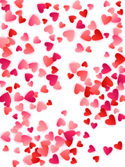 Red flying hearts bright love passion vector background.