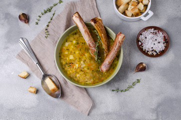 Traditional thick soup with peas